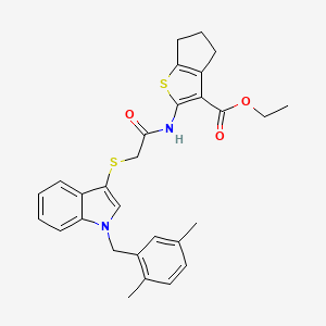 B2916904 ethyl 2-(2-((1-(2,5-dimethylbenzyl)-1H-indol-3-yl)thio)acetamido)-5,6-dihydro-4H-cyclopenta[b]thiophene-3-carboxylate CAS No. 681279-92-5