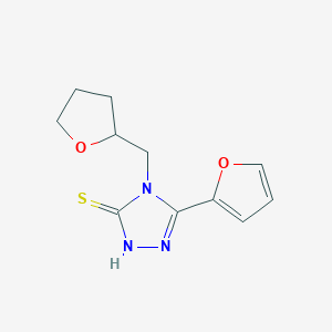 molecular formula C11H13N3O2S B2916946 5-(2-furyl)-4-(tetrahydrofuran-2-ylmethyl)-4H-1,2,4-triazole-3-thiol CAS No. 777879-30-8