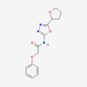 molecular formula C14H15N3O4 B2917005 N-[5-(oxolan-2-yl)-1,3,4-oxadiazol-2-yl]-2-phenoxyacetamide CAS No. 921586-75-6