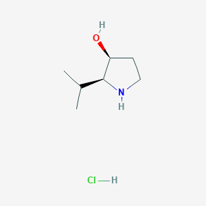 molecular formula C7H16ClNO B2917015 rac-(2R,3R)-2-(propan-2-yl)pyrrolidin-3-ol hydrochloride CAS No. 1909288-63-6