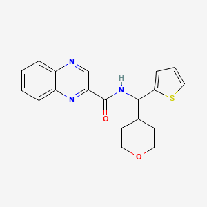 molecular formula C19H19N3O2S B2917044 N-[(oxan-4-yl)(thiophen-2-yl)methyl]quinoxaline-2-carboxamide CAS No. 2309752-42-7
