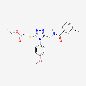 molecular formula C22H24N4O4S B2917046 ethyl 2-{[4-(4-methoxyphenyl)-5-{[(3-methylphenyl)formamido]methyl}-4H-1,2,4-triazol-3-yl]sulfanyl}acetate CAS No. 689751-53-9
