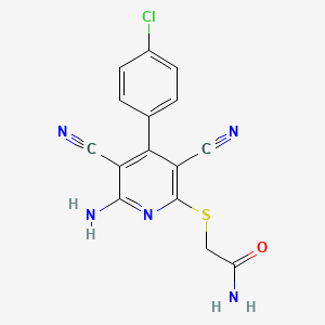 2-((6-Amino-4-(4-chlorophenyl)-3,5-dicyanopyridin-2-yl)thio)acetamide