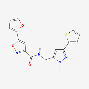 5-(furan-2-yl)-N-{[1-methyl-3-(thiophen-2-yl)-1H-pyrazol-5-yl]methyl}-1,2-oxazole-3-carboxamide
