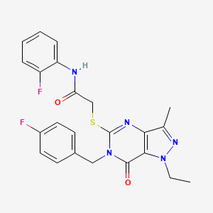 2-({1-ethyl-6-[(4-fluorophenyl)methyl]-3-methyl-7-oxo-1H,6H,7H-pyrazolo[4,3-d]pyrimidin-5-yl}sulfanyl)-N-(2-fluorophenyl)acetamide