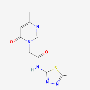 molecular formula C10H11N5O2S B2917086 N-(5-methyl-1,3,4-thiadiazol-2-yl)-2-(4-methyl-6-oxo-1,6-dihydropyrimidin-1-yl)acetamide CAS No. 1226441-63-9