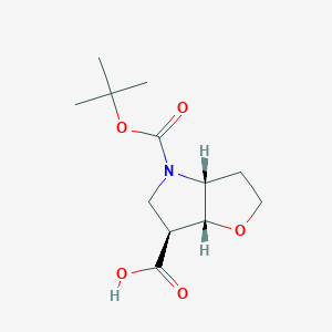 molecular formula C12H19NO5 B2917114 Racemic-(3aR,6S,6aR)-4-(tert-butoxycarbonyl)hexahydro-2H-furo[3,2-b]pyrrole-6-carboxylic acid CAS No. 1445951-57-4