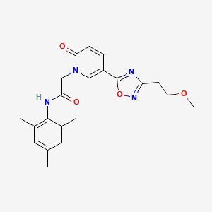 molecular formula C21H24N4O4 B2917205 2-{5-[3-(2-methoxyethyl)-1,2,4-oxadiazol-5-yl]-2-oxo-1,2-dihydropyridin-1-yl}-N-(2,4,6-trimethylphenyl)acetamide CAS No. 1251620-65-1