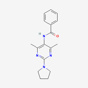 molecular formula C17H20N4O B2917235 N-(4,6-dimethyl-2-(pyrrolidin-1-yl)pyrimidin-5-yl)benzamide CAS No. 1448132-79-3