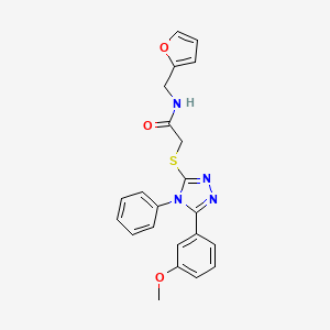 molecular formula C22H20N4O3S B2917267 N-[(furan-2-yl)methyl]-2-{[5-(3-methoxyphenyl)-4-phenyl-4H-1,2,4-triazol-3-yl]sulfanyl}acetamide CAS No. 311792-55-9