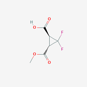 molecular formula C6H6F2O4 B2917281 rac-(1R,3R)-2,2-difluoro-3-(methoxycarbonyl)cyclopropane-1-carboxylic acid, trans CAS No. 142144-42-1