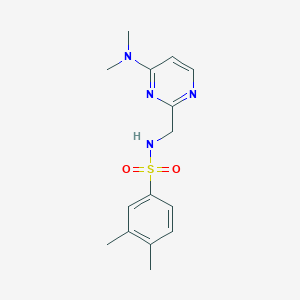 molecular formula C15H20N4O2S B2917295 N-((4-(dimethylamino)pyrimidin-2-yl)methyl)-3,4-dimethylbenzenesulfonamide CAS No. 1797330-00-7