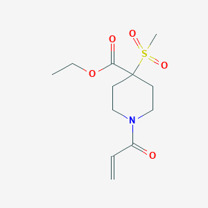 molecular formula C12H19NO5S B2917321 ethyl 4-methanesulfonyl-1-(prop-2-enoyl)piperidine-4-carboxylate CAS No. 2361806-37-1