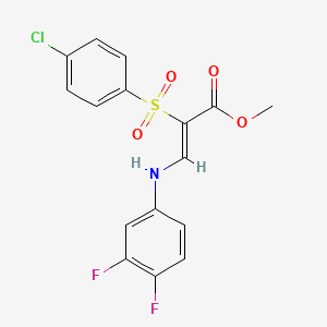 molecular formula C16H12ClF2NO4S B2917337 methyl (2Z)-2-[(4-chlorophenyl)sulfonyl]-3-[(3,4-difluorophenyl)amino]acrylate CAS No. 1327185-00-1