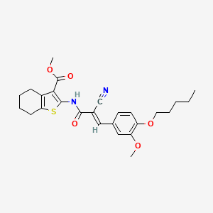 molecular formula C26H30N2O5S B2917377 methyl 2-[[(E)-2-cyano-3-(3-methoxy-4-pentoxyphenyl)prop-2-enoyl]amino]-4,5,6,7-tetrahydro-1-benzothiophene-3-carboxylate CAS No. 380424-55-5