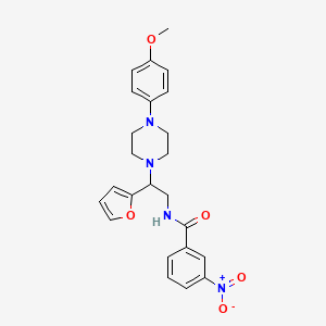 molecular formula C24H26N4O5 B2917390 N-[2-(furan-2-yl)-2-[4-(4-methoxyphenyl)piperazin-1-yl]ethyl]-3-nitrobenzamide CAS No. 877633-74-4