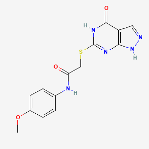 molecular formula C14H13N5O3S B2917395 N-(4-methoxyphenyl)-2-({4-oxo-1H,4H,5H-pyrazolo[3,4-d]pyrimidin-6-yl}sulfanyl)acetamide CAS No. 877629-91-9