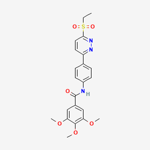 molecular formula C22H23N3O6S B2917402 N-{4-[6-(ethanesulfonyl)pyridazin-3-yl]phenyl}-3,4,5-trimethoxybenzamide CAS No. 1005307-67-4