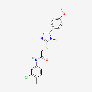 molecular formula C20H20ClN3O2S B2917403 N-(3-chloro-4-methylphenyl)-2-{[5-(4-methoxyphenyl)-1-methyl-1H-imidazol-2-yl]sulfanyl}acetamide CAS No. 946231-22-7