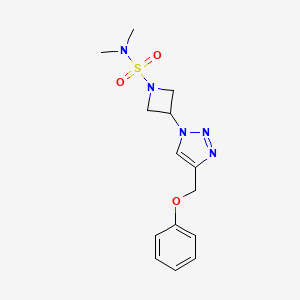 molecular formula C14H19N5O3S B2917435 N,N-dimethyl-3-(4-(phenoxymethyl)-1H-1,2,3-triazol-1-yl)azetidine-1-sulfonamide CAS No. 2034250-08-1