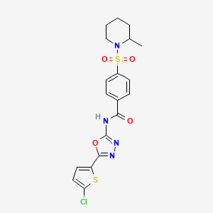 N-(5-(5-chlorothiophen-2-yl)-1,3,4-oxadiazol-2-yl)-4-((2-methylpiperidin-1-yl)sulfonyl)benzamide