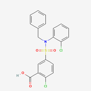 molecular formula C20H15Cl2NO4S B2917437 5-[Benzyl-(2-chloro-phenyl)-sulfamoyl]-2-chloro-benzoic acid CAS No. 735322-08-4