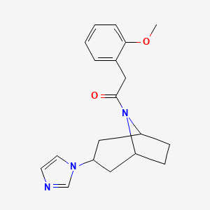 molecular formula C19H23N3O2 B2917439 1-((1R,5S)-3-(1H-imidazol-1-yl)-8-azabicyclo[3.2.1]octan-8-yl)-2-(2-methoxyphenyl)ethan-1-one CAS No. 2309217-37-4