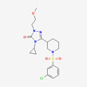 molecular formula C19H25ClN4O4S B2917441 3-(1-((3-chlorophenyl)sulfonyl)piperidin-3-yl)-4-cyclopropyl-1-(2-methoxyethyl)-1H-1,2,4-triazol-5(4H)-one CAS No. 2180010-62-0