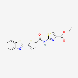 molecular formula C18H13N3O3S3 B2917461 Ethyl 2-(5-(benzo[d]thiazol-2-yl)thiophene-2-carboxamido)thiazole-4-carboxylate CAS No. 864938-87-4