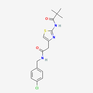 molecular formula C17H20ClN3O2S B2917508 N-[4-({[(4-chlorophenyl)methyl]carbamoyl}methyl)-1,3-thiazol-2-yl]-2,2-dimethylpropanamide CAS No. 923165-36-0
