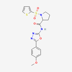 molecular formula C18H18N4O5S2 B2917509 N-[5-(4-methoxyphenyl)-1,3,4-oxadiazol-2-yl]-1-(thiophene-2-sulfonyl)pyrrolidine-2-carboxamide CAS No. 1096689-92-7