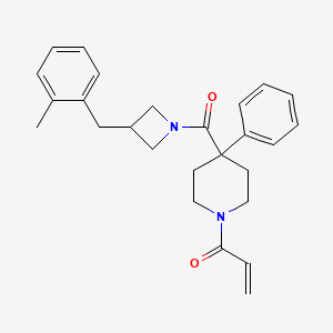 molecular formula C26H30N2O2 B2917554 1-(4-{3-[(2-Methylphenyl)methyl]azetidine-1-carbonyl}-4-phenylpiperidin-1-yl)prop-2-en-1-one CAS No. 2361823-73-4