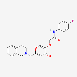 molecular formula C23H21FN2O4 B2917564 N-(4-fluorophenyl)-2-({4-oxo-6-[(1,2,3,4-tetrahydroisoquinolin-2-yl)methyl]-4H-pyran-3-yl}oxy)acetamide CAS No. 898465-16-2