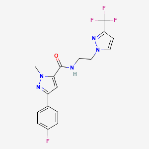 3-(4-fluorophenyl)-1-methyl-N-(2-(3-(trifluoromethyl)-1H-pyrazol-1-yl)ethyl)-1H-pyrazole-5-carboxamide