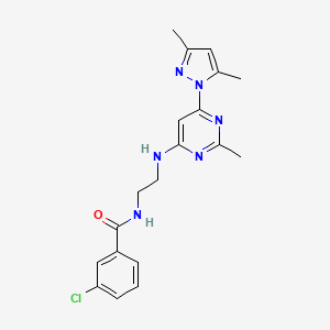 3-chloro-N-(2-((6-(3,5-dimethyl-1H-pyrazol-1-yl)-2-methylpyrimidin-4-yl)amino)ethyl)benzamide