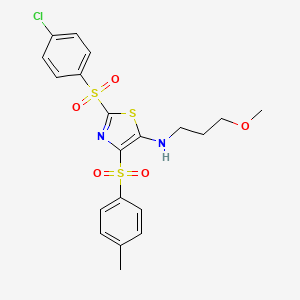 2-((4-chlorophenyl)sulfonyl)-N-(3-methoxypropyl)-4-tosylthiazol-5-amine