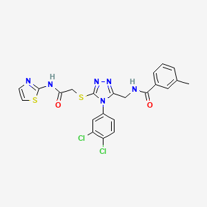N-((4-(3,4-dichlorophenyl)-5-((2-oxo-2-(thiazol-2-ylamino)ethyl)thio)-4H-1,2,4-triazol-3-yl)methyl)-3-methylbenzamide