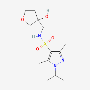 molecular formula C13H23N3O4S B2917691 N-((3-hydroxytetrahydrofuran-3-yl)methyl)-1-isopropyl-3,5-dimethyl-1H-pyrazole-4-sulfonamide CAS No. 2034458-28-9