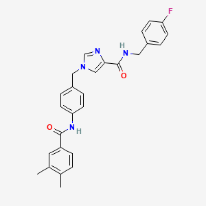 molecular formula C27H25FN4O2 B2917694 1-(4-(3,4-dimethylbenzamido)benzyl)-N-(4-fluorobenzyl)-1H-imidazole-4-carboxamide CAS No. 1251594-24-7