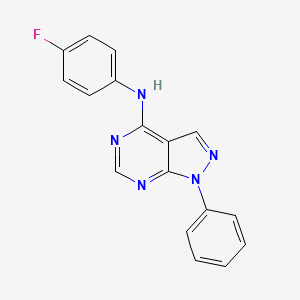 molecular formula C17H12FN5 B2917717 N-(4-氟苯基)-1-苯基-1H-吡唑并[3,4-d]嘧啶-4-胺 CAS No. 393785-41-6