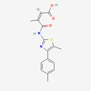 molecular formula C16H16N2O3S B2917720 (Z)-3-甲基-4-((5-甲基-4-(对甲苯基)噻唑-2-基)氨基)-4-氧代丁-2-烯酸 CAS No. 886131-76-6