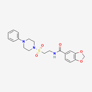 molecular formula C20H23N3O5S B2917726 N-{2-[(4-phenylpiperazin-1-yl)sulfonyl]ethyl}-2H-1,3-benzodioxole-5-carboxamide CAS No. 899968-18-4