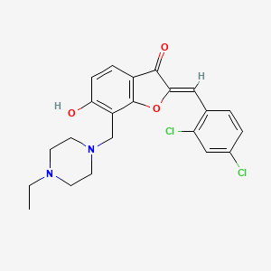 molecular formula C22H22Cl2N2O3 B2917734 (2Z)-2-[(2,4-dichlorophenyl)methylidene]-7-[(4-ethylpiperazin-1-yl)methyl]-6-hydroxy-2,3-dihydro-1-benzofuran-3-one CAS No. 869078-59-1