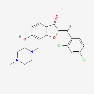 molecular formula C22H22Cl2N2O3 B2917734 (Z)-2-(2,4-dichlorobenzylidene)-7-((4-ethylpiperazin-1-yl)methyl)-6-hydroxybenzofuran-3(2H)-one CAS No. 869078-59-1