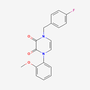 molecular formula C18H15FN2O3 B2917742 1-(4-fluorobenzyl)-4-(2-methoxyphenyl)pyrazine-2,3(1H,4H)-dione CAS No. 1226441-52-6