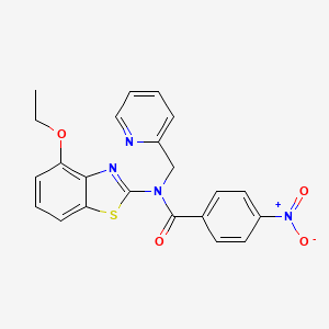 molecular formula C22H18N4O4S B2917772 N-(4-ethoxybenzo[d]thiazol-2-yl)-4-nitro-N-(pyridin-2-ylmethyl)benzamide CAS No. 899964-14-8