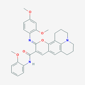 molecular formula C31H31N3O5 B2917776 (11Z)-11-[(2,4-dimethoxyphenyl)imino]-N-(2-methoxyphenyl)-2,3,6,7-tetrahydro-1H,5H,11H-pyrano[2,3-f]pyrido[3,2,1-ij]quinoline-10-carboxamide CAS No. 1321802-23-6