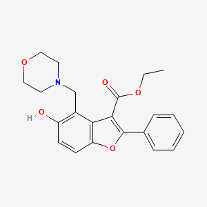 molecular formula C22H23NO5 B2917778 Ethyl 5-hydroxy-4-(morpholin-4-ylmethyl)-2-phenyl-1-benzofuran-3-carboxylate 