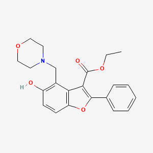 molecular formula C22H23NO5 B2917778 Ethyl 5-hydroxy-4-(morpholin-4-ylmethyl)-2-phenyl-1-benzofuran-3-carboxylate CAS No. 80592-84-3