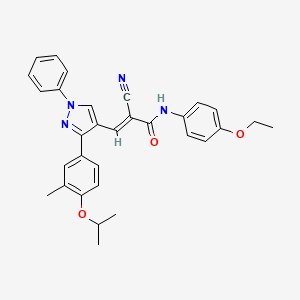 molecular formula C31H30N4O3 B2917787 (E)-2-cyano-N-(4-ethoxyphenyl)-3-[3-(3-methyl-4-propan-2-yloxyphenyl)-1-phenylpyrazol-4-yl]prop-2-enamide CAS No. 882216-65-1